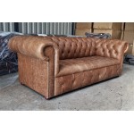 Chesterfield Cracked Tan Button Seat